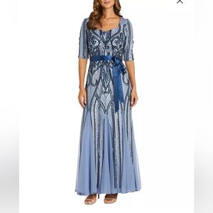 R & M Richards Women’s Long Sequined Fit & Flare Dress